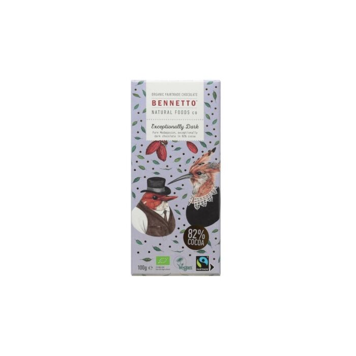 Bennetto Exceptionally Dark 82% Cacao Chocolate Bar 100g