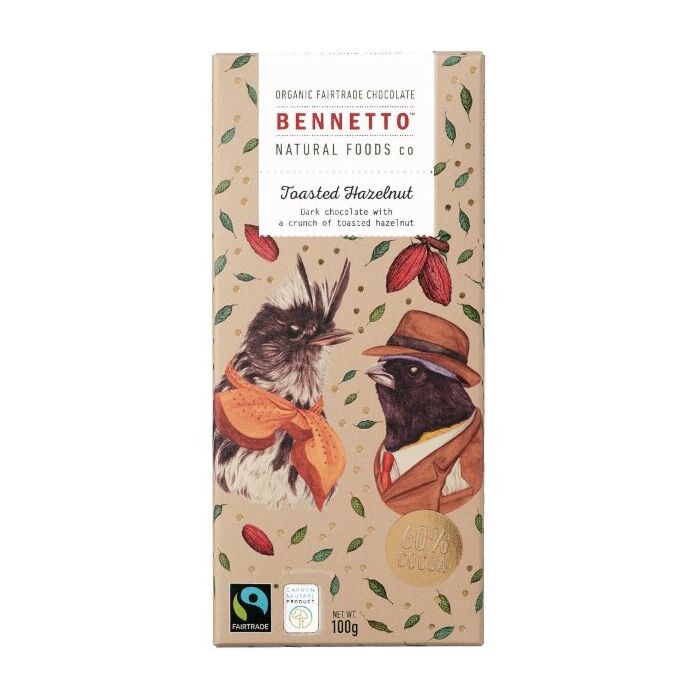 Bennetto Toasted Hazelnut Chocolate Bar 100g
