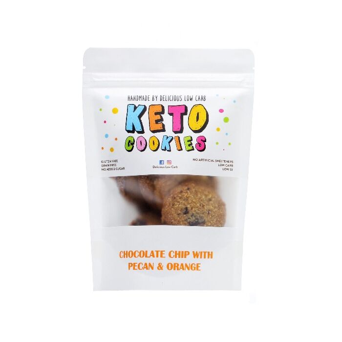 Delicious Low Carb Keto Cookies Chocolate Chip with Pecan & Orange