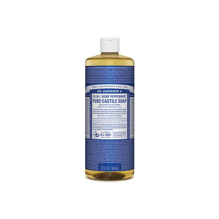 Dr Bronner's Pure-Castile Soap Liquid (Hemp 18-in-1) Peppermint 946ml