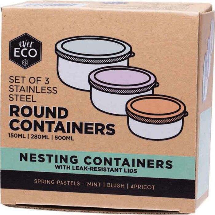 Ever Eco Stainless Steel Round Containers 3 pk
