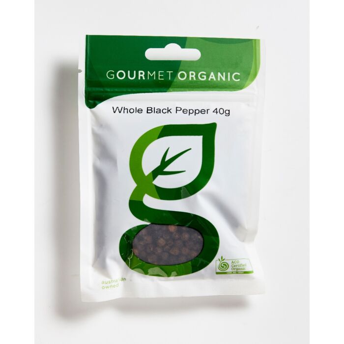 Gourmet Organic Whole Black Pepper 40g
