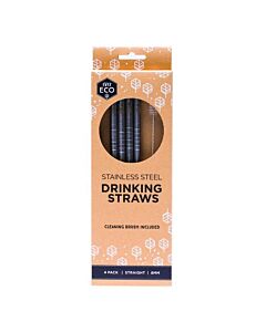 Ever Eco Stainless Steel Straws Straight 4pk & Cleaning Brush 