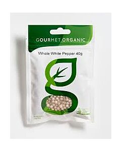 Gourmet Organic Whole White Pepper 40g